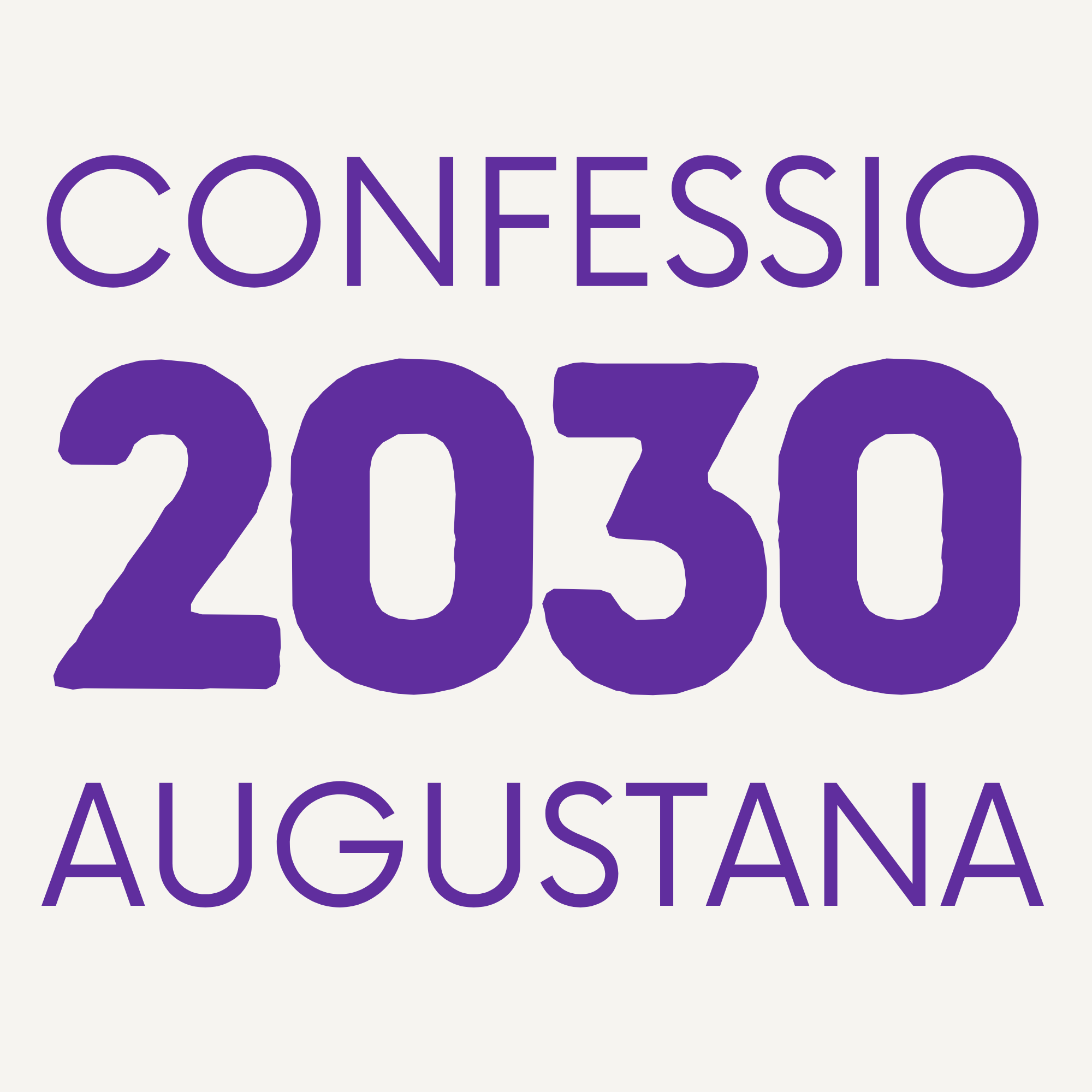 Wort-Bild-Marke mit den Worten Confessio Augustana, die die Jahreszahl 2030 umschließen
